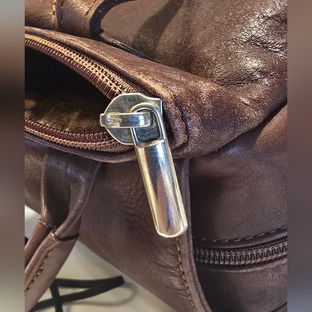 VTG Bruno Rossi Italian Brown Leather Mini Backpack Purse Made in Italy - Picture 8 of 12